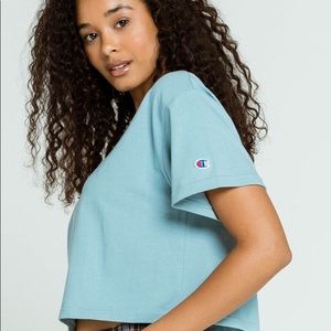CHAMPION Heritage Womens Light Blue Crop Tee